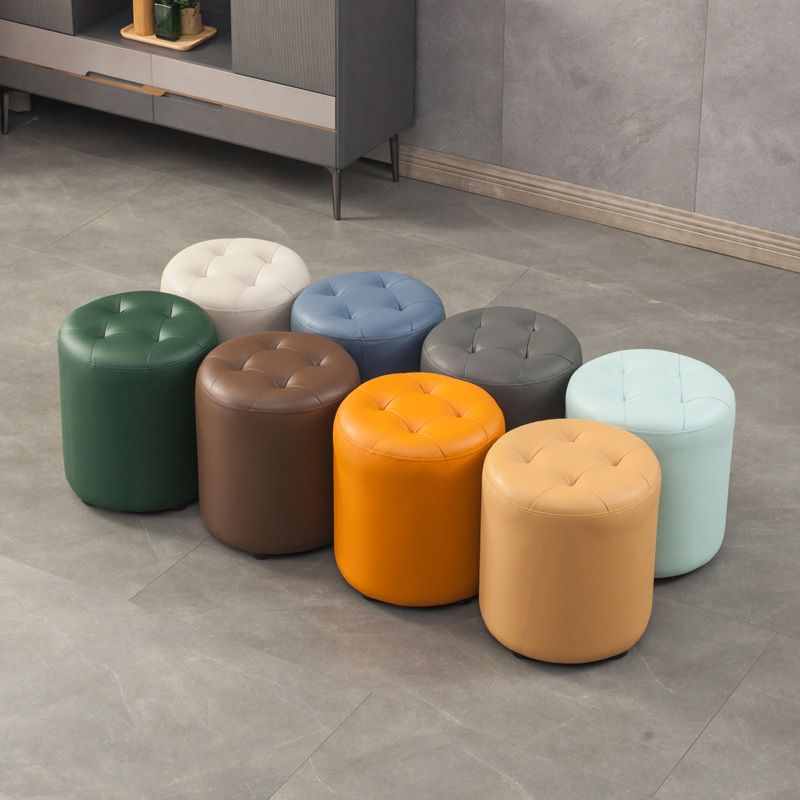 Contemporary Pouf Ottoman Genuine Leather Tufted Upholstered Solid Color Ottoman Clearhalo 'furn' 'furn_ottomans_poufs' 'Furniture' 'Living Room Furniture' 'Ottomans & Poufs' 'ottomans_poufs' 1200x1200_4dc7b610-647c-4072-a050-745015c8ed51