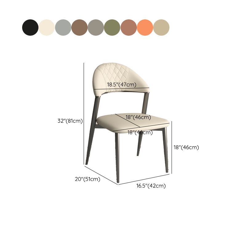 フェイクレザーダイニングチェアノルディックスタイルオープンバックアームレスダイニングルーム用
