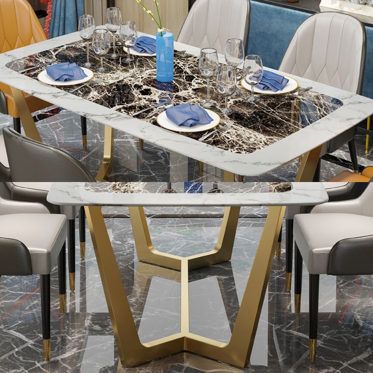 Metal Traditional Luxury Rectangle Table Marble Top Table with Trestle Base Clearhalo ' dining_table' 'Dining Tables & Seating' 'Dining Tables' 'furn' 'furn_dining_table' 'Furniture' 'furniture_dining_table' 'Kitchen & Dining Furniture' 'kitchen&dining_furn' 'kitchen' 'kitchen_dining_table' 1200x1200_4dc93e59-bf1b-47c3-9a7d-dde1bc37254c