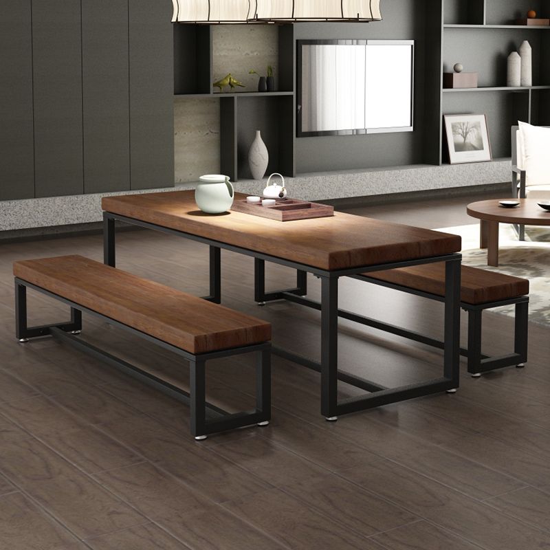 Contemporary 1/2/3/6/7 Pieces Furniture Rectangle Solid Wood Dining Table Set in Brown