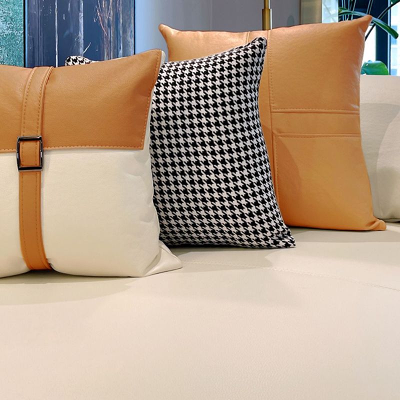 Modern Faux Leather Pillow Top Arm Sofa/Sectional Pillowed Back Cushions for Living Room Clearhalo 'furn' 'furn_sectionals' 'Furniture' 'furniture_sectionals' 'kitchen' 'kitchen_sectionals' 'Living Room Furniture' 'Sectionals' 1200x1200_4dcdee97-fc4d-47b6-bbca-0e909aa82564