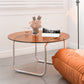 Modern Glass Round Side Table 27.5"/31.5" Wide Metal Sled End Table