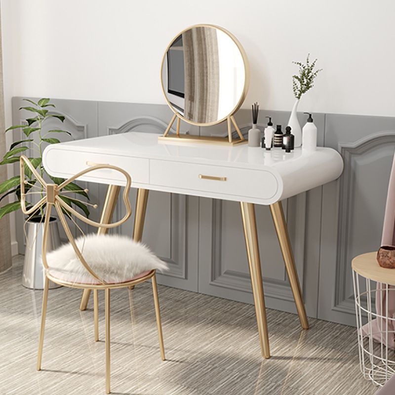 White Gold Makeup Counter with Drawer 15.74" Wide Glam Vanity Tables for Bedroom Clearhalo 'Bedroom Furniture' 'furn' 'furn_makeup_vanities' 'Furniture' 'Makeup Vanities' 'makeup_vanities' 1200x1200_4dceaa71-9da2-4056-aaee-b5d48559b767