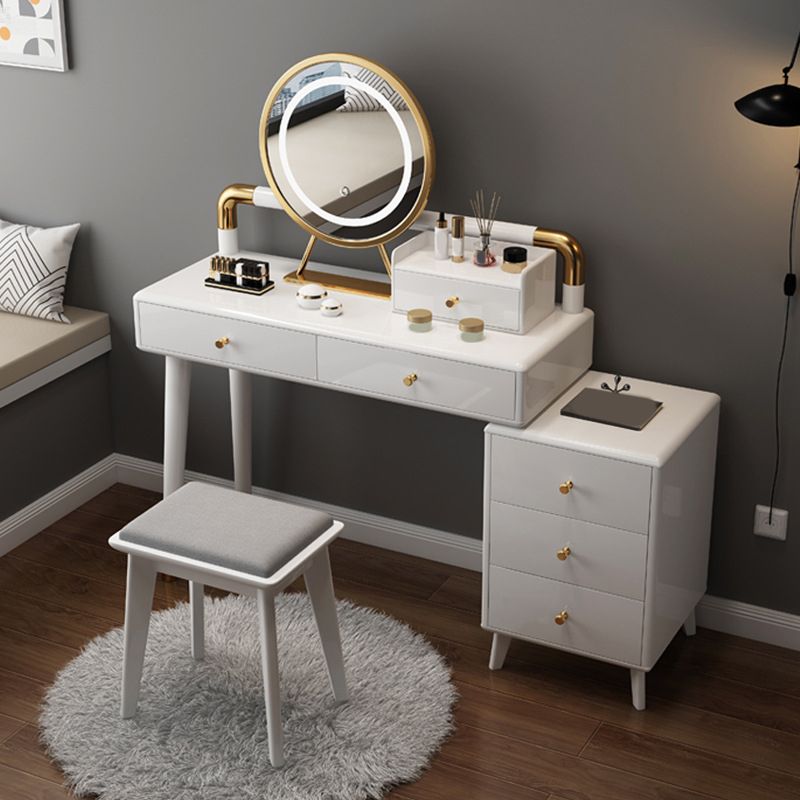 Modern Style Rubber Wood Vanity Table with 6 Drawers Dressing Table
