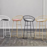 Glam Bucket Upholstered Bar Stools Footrest Low Back Bar and Counter Stool