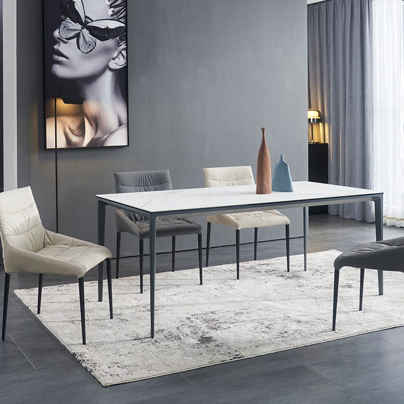Metal Modern Rectangle Table Sintered Stone Table with 4 Legs Clearhalo 'Dining Tables & Seating' 'Dining Tables' 'dining_table' 'furn' 'furn_dining_table' 'Furniture' 'furniture_dining_table' 'Kitchen & Dining Furniture' 'kitchen' 'kitchen_dining_table' 1200x1200_4dd2fb4a-9e28-4708-91ff-276355a4a2fb