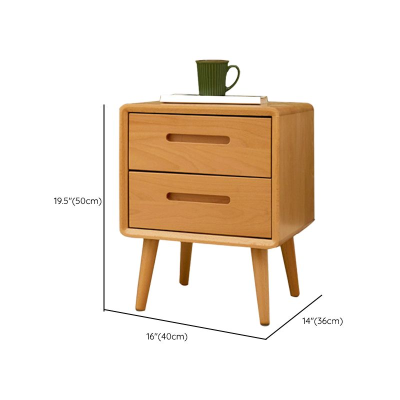 Nightand de table à accent en bois scandinave 20 "de haut avec 2 tiroirs