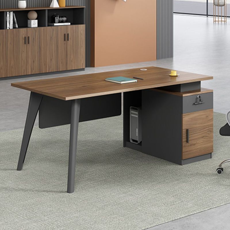 Rectangular Shaped Office Desk Wood with 1 Drawer in Brown/Black Clearhalo 'furn' 'furn_office_desk' 'Furniture' 'Office Desks' 'Office Furniture' 'office_desk' 1200x1200_4dd5e0cb-cb8d-4010-8c3d-01deb2dc1bea