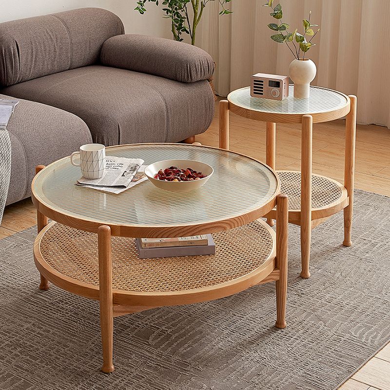 4 Legs Tropical Glass Coffee Table No Distressing Bunching Tables with Shelf Clearhalo 'Coffee & Accent Tables' 'Coffee Tables' 'coffee_tables' 'furn' 'furn_coffee_tables' 'Furniture' 'Living Room Furniture' 1200x1200_4dd6a179-3cb0-49f8-9a9c-96e5c956b282