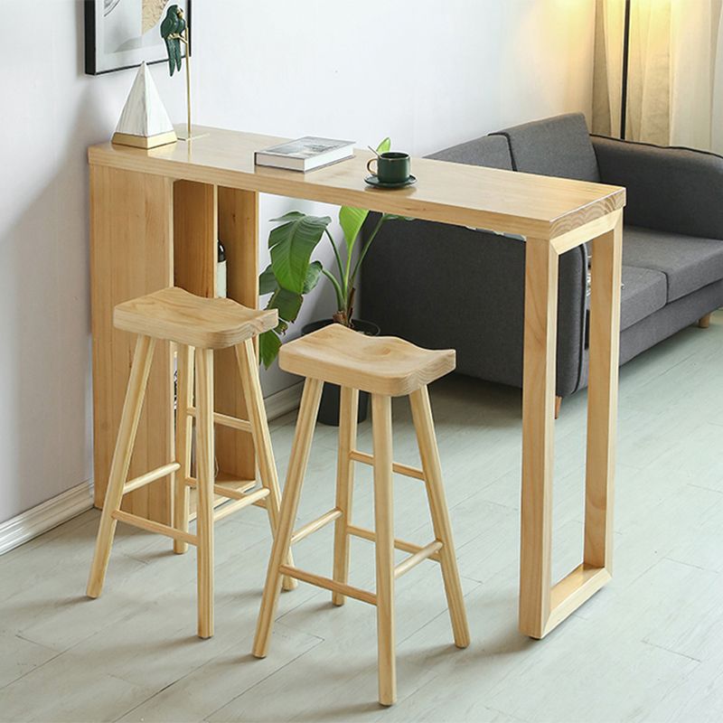 Double Pedestal Bar Table Set 2/3 Pcs Solid Wood Bar Table and Backless Stools Clearhalo 'Bar Furniture' 'furn' 'furn_home_bar_bar_sets' 'Furniture' 'Home Bars & Bar Sets' 'home_bar_bar_sets' 'Kitchen & Dining Furniture' 1200x1200_4ddac67c-219b-46c2-872b-f68ede79ce9a