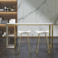 Mesa de bar rectangular Glam, mesa de pedestal doble de mármol sintético con almacenamiento