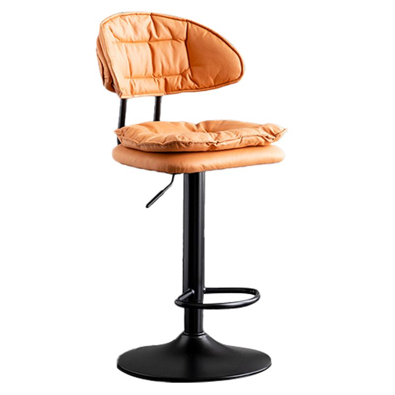 Scandinavian Metal Barstool Adjustable Low Back Leather Barstools in Matte Finish Clearhalo 'Bar Furniture' 'Bar Stools' 'bar_stools' 'furn' 'furn_bar_stools' 'Furniture' 'Kitchen & Dining Furniture' 1200x1200_4ddc0be7-bee7-4f68-ac0e-9a5c0764dcba