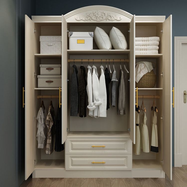 Armario de armario francés Armario de madera diseñado con varilla de ropa de madera maciza