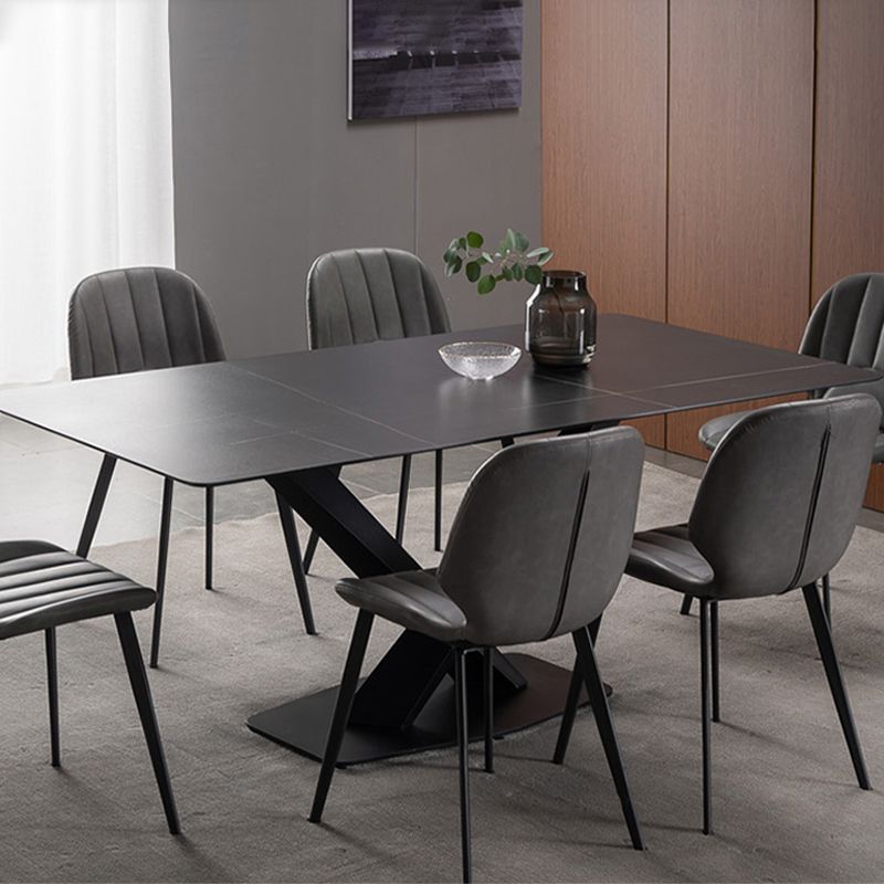 Black Stone Top Dining Table Set with Gray Chairs 1/4/5/7 Pieces Modern Dinette Set Clearhalo 'Dining Room Sets' 'Dining Tables & Seating' 'dining_room_set' 'furn' 'furn_dining_room_set' 'Furniture' 'Kitchen & Dining Furniture' 1200x1200_4de106f4-fab6-46b5-9e42-e7982be2b880