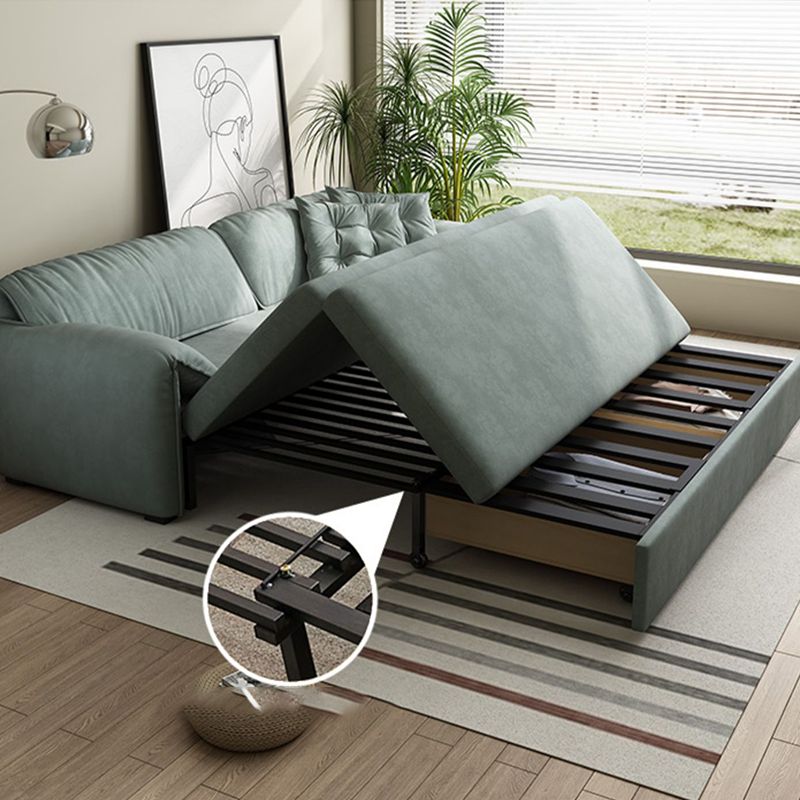 Nordic Upholstered Sleeper Sofa Pillow Top Arm Sofa Bed in Green Clearhalo 'furn' 'furn_futons' 'Furniture' 'Futons & Daybeds' 'Futons' 'Living Room Furniture' 1200x1200_4de2afa4-d171-40a8-8bce-b8756dd8c8e1