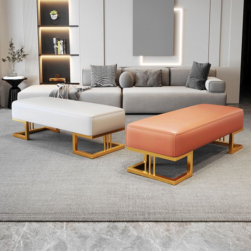 Glam Rectangle Bench with Legs Faux Leather Foam Bench for Home Office Clearhalo 'Benches' 'Chairs & Seating' 'furn' 'furn_benches' 'Furniture' 'Living Room Furniture' 1200x1200_4de48cfe-985a-4a02-8e6d-9a058d3850e4