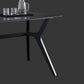 Contemporary Rectangle Dining Table Sintered Stone Dining Table with Black Trestle Base Clearhalo ' dining_table' 'Dining Tables & Seating' 'Dining Tables' 'furn' 'furn_dining_table' 'Furniture' 'furniture_dining_table' 'Kitchen & Dining Furniture' 'kitchen&dining_furn' 'kitchen' 'kitchen_dining_table' 1200x1200_4de4dfe6-b186-433e-ba32-c2fd69197398