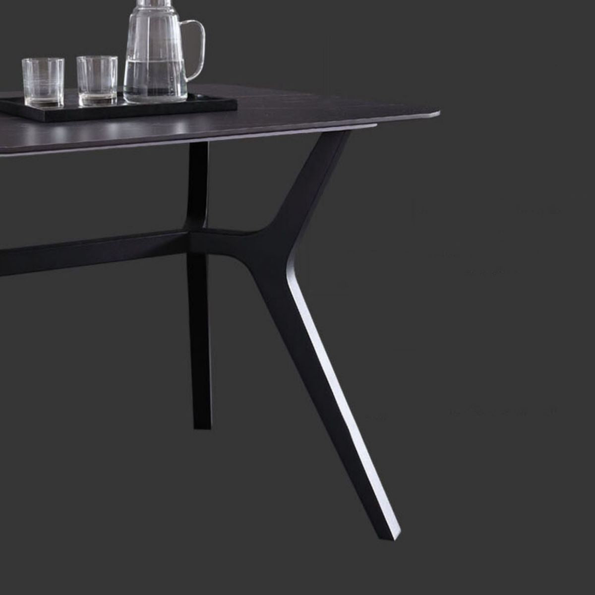 Contemporary Rectangle Dining Table Sintered Stone Dining Table with Black Trestle Base Clearhalo ' dining_table' 'Dining Tables & Seating' 'Dining Tables' 'furn' 'furn_dining_table' 'Furniture' 'furniture_dining_table' 'Kitchen & Dining Furniture' 'kitchen&dining_furn' 'kitchen' 'kitchen_dining_table' 1200x1200_4de4dfe6-b186-433e-ba32-c2fd69197398