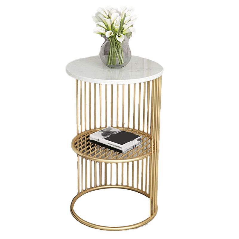 21.65" Tall Mid-century Side End Table Metal Frame Round Sofa Side Accent Table