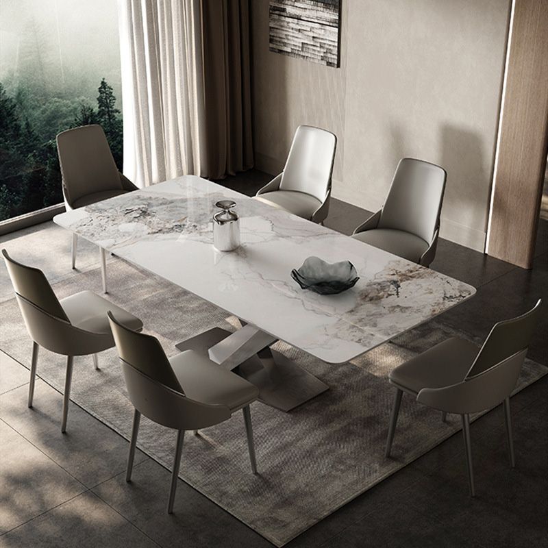 Medieval Modern Stone Dinette Table Rectangle Table for Dining Room Clearhalo 'Dining Tables & Seating' 'Dining Tables' 'dining_table' 'furn' 'furn_dining_table' 'Furniture' 'Kitchen & Dining Furniture' 1200x1200_4de6bee4-3606-4948-9bbf-b3c4db1ae3b4