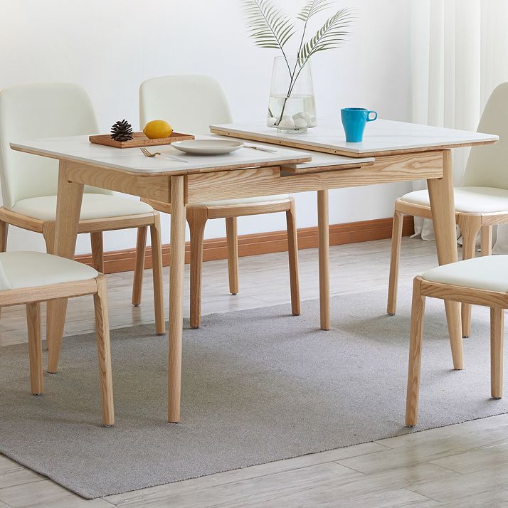 Rectangle Extendable Stone Dining Site Table Traditional Luxury Dinette Table with 4-foot Clearhalo ' dining_table' 'Dining Tables & Seating' 'Dining Tables' 'furn' 'furn_dining_table' 'Furniture' 'furniture_dining_table' 'Kitchen & Dining Furniture' 'kitchen&dining_furn' 'kitchen' 'kitchen_dining_table' 1200x1200_4de9268b-f36c-48ca-827b-8a04f0041daa