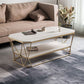 Luxe salontafel met stenen blad, cocktailtafel met metalen frame en plank