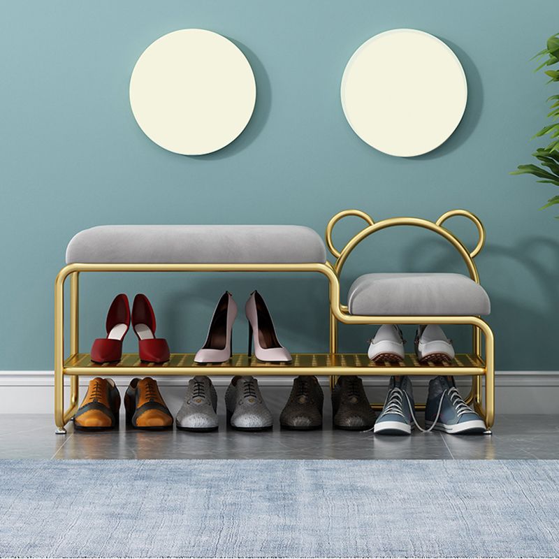 12.48-inch W Metal Entryway Bench Cushioned Seating Bench with Shoe Storage Clearhalo 'Benches' 'Chairs & Seating' 'furn' 'furn_benches' 'Furniture' 'Living Room Furniture' 1200x1200_4deafc49-1a7e-4391-99a5-da7eeddb7996