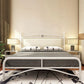 Modern Iron Arched Bed Upholstered Headboard Bed with Metal Legs