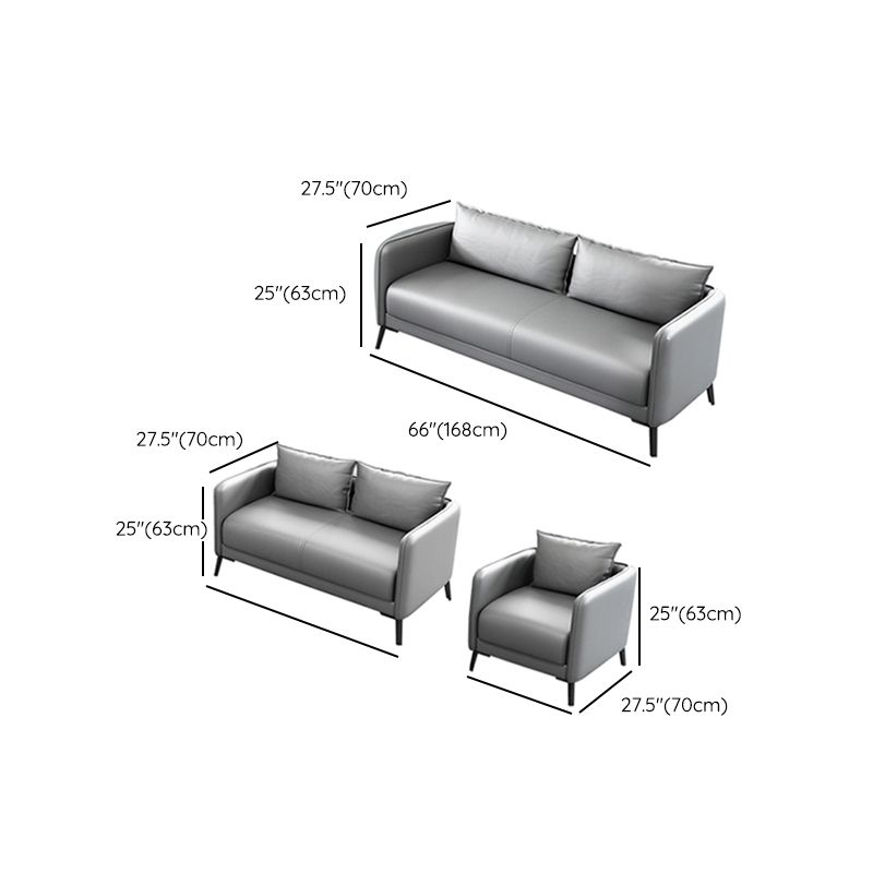 Sofá de almohada de cuero asiento de brazo cuadrado para sala de estar