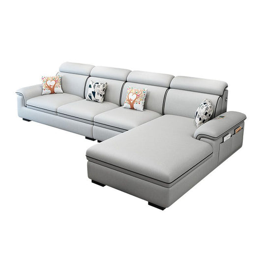 Scandinavian 4-Seater Sectional with Pillow Top Arm and Storage Clearhalo 'furn' 'furn_sectionals' 'Furniture' 'furniture_sectionals' 'Living Room Furniture' 'Sectionals' 1200x1200_4dee25b7-f57e-46b5-8fed-7e98081b8c3a