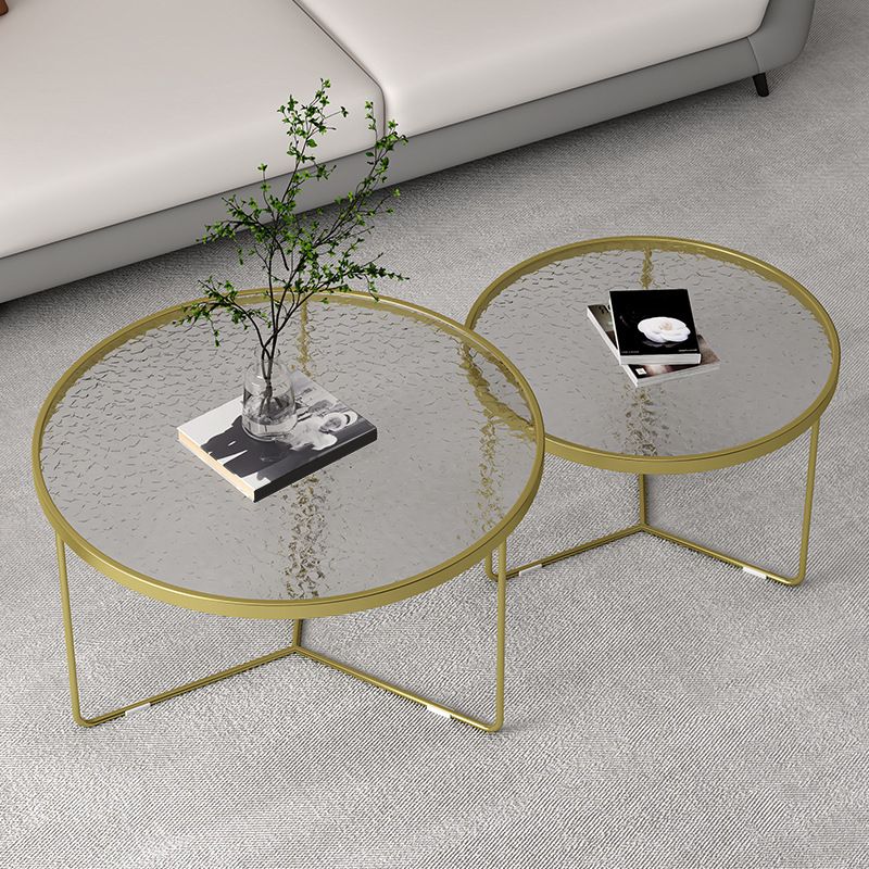 Modern Round Coffee Table Glass Top Nesting Coffee Table Set Clearhalo 'Coffee & Accent Tables' 'Coffee Tables' 'coffee_tables' 'furn' 'furn_coffee_tables' 'Furniture' 'Living Room Furniture' 1200x1200_4dee58db-3a3d-4335-8aa9-5db00c322cae