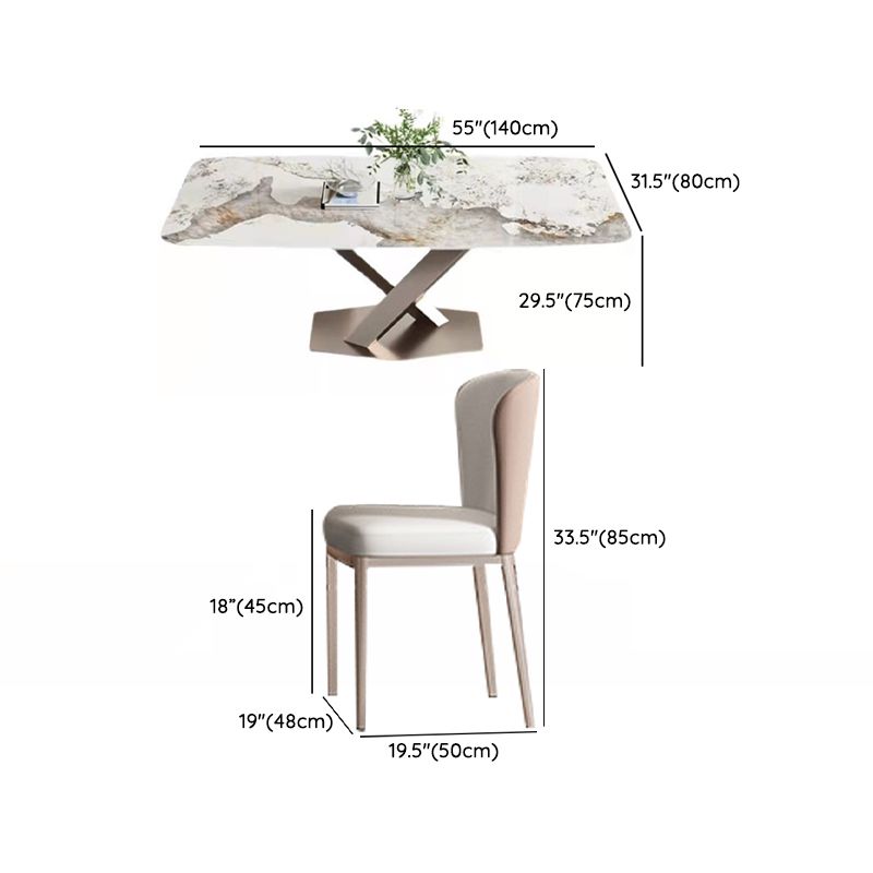 Juego de comedor glamoroso para el comedor 1/2/5/7 PCS Juego de mesa de comedor blanca brillante