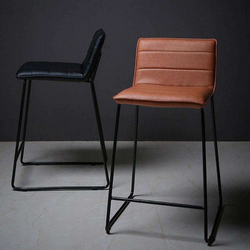 Scandinavian Black Iron Base Barstool Fabric and Faux Leather Bar Stools Clearhalo 'Bar Furniture' 'Bar Stools' 'bar_stools' 'furn' 'furn_bar_stools' 'Furniture' 'Kitchen & Dining Furniture' 1200x1200_4df06dd0-9e45-47e2-bdf2-ba069a5e7b23