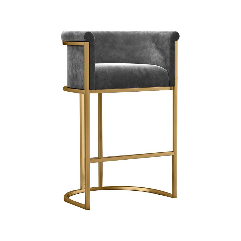 Glam Armrest Backrest Counter Stool Iron Cafe Bar Stool with Flannel Cushion and Pedal Clearhalo 'Bar Furniture' 'Bar Stools' 'bar_stools' 'furn' 'furn_bar_stools' 'Furniture' 'furniture_bar_stools' 'Kitchen & Dining Furniture' 1200x1200_4df14dab-83bc-4a2a-a0a6-1d424b082b22