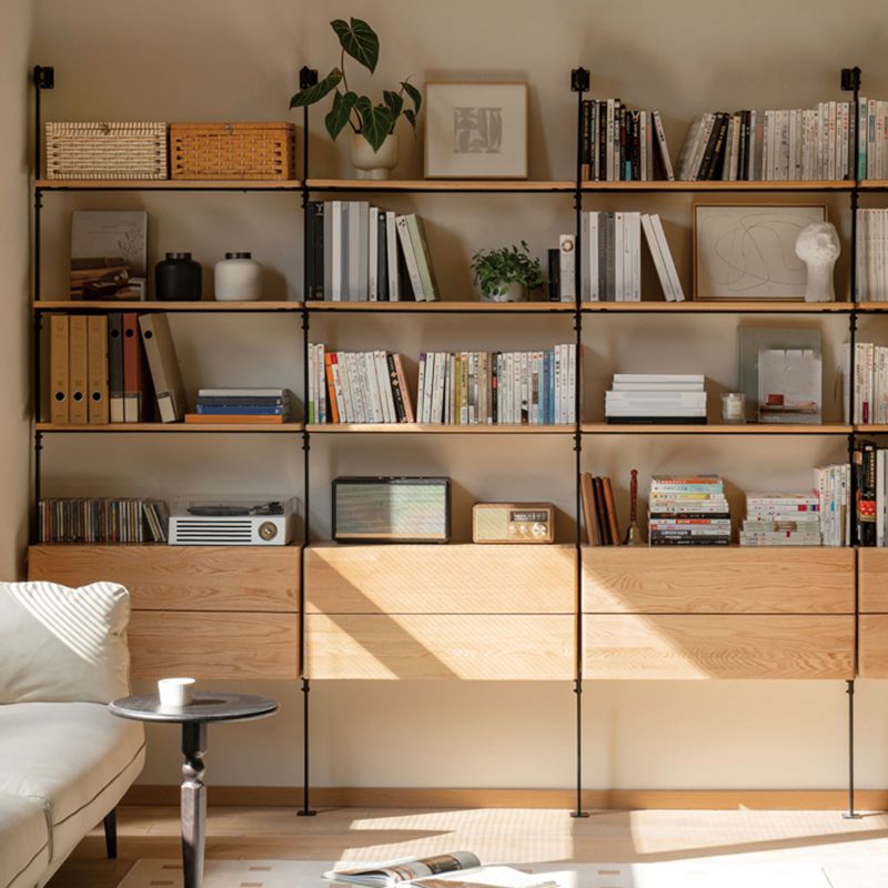 Display soggiorno industriale Multi-shelf montato a parete in naturale