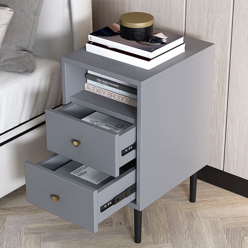 Contemporary Bed Nightstand Open Storage Night Table with 2 Drawers Clearhalo 'Bedroom Furniture' 'furn' 'furn_night_stand' 'Furniture' 'night_stand' 'Nightstands' 1200x1200_4df24c46-40da-41a3-a0c2-80ec7d67d9b4