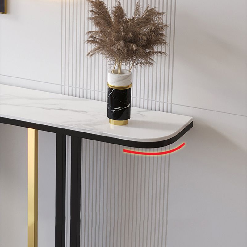 Tavolo da divano in ardesia glam Iron Iron Mezza luna Resistente alla sola console piedistallo