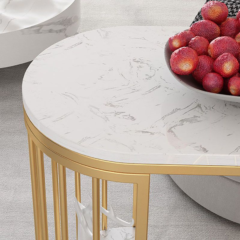 Glam Style 41.3"H Bar Table Marble White Top Specialty Bistro Table with Shelves Clearhalo 'Bar Furniture' 'Bar Tables' 'bar_tables' 'furn' 'furn_bar_tables' 'Furniture' 'furniture_bar_tables' 'Kitchen & Dining Furniture' 'kitchen&dining_furn' 'kitchen' 1200x1200_4df47d47-1f3c-4e73-a833-4d6a38e8c87c