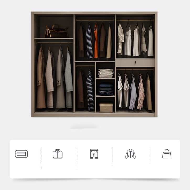 Contemporary Style Wardrobe Wooden Bedroom Wardrobe Closet with Clothes Rail Clearhalo 'Armoires & Wardrobes' 'armoires_wardrobes' 'Bedroom Furniture' 'furn' 'furn_armoires_wardrobes' 'Furniture' 1200x1200_4df6a2b2-47c6-4a33-a2d9-92544b759075