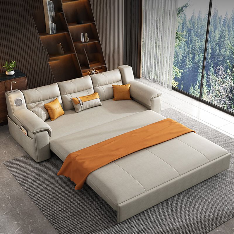 32"W Scandinavian Futon Sofa Bed Leather White Futon Sleeper Sofa Clearhalo 'furn' 'furn_futons' 'Furniture' 'Futons & Daybeds' 'Futons' 'Living Room Furniture' 1200x1200_4df6aa39-7f2e-41ba-b2ac-3a430a48337f