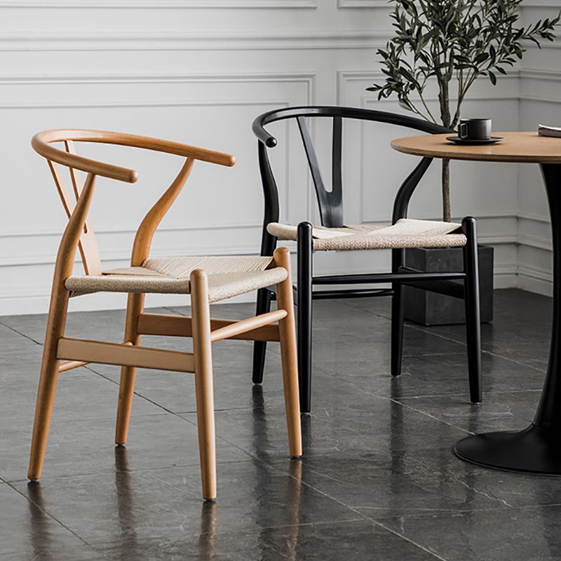 Scandinavian Style Wood Dining Chair Dining Room Wishbone Chair with Arm Clearhalo ' kitchen&dining_furn' 'Dining Chairs' 'Dining Tables & Seating' 'dining_chair' 'furn' 'furn_dining_chair' 'Furniture' 'furniture_dining_chair' 'Kitchen & Dining Furniture' 'kitchen' 1200x1200_4df70c22-9959-467f-bc9e-8a65cc23a87b
