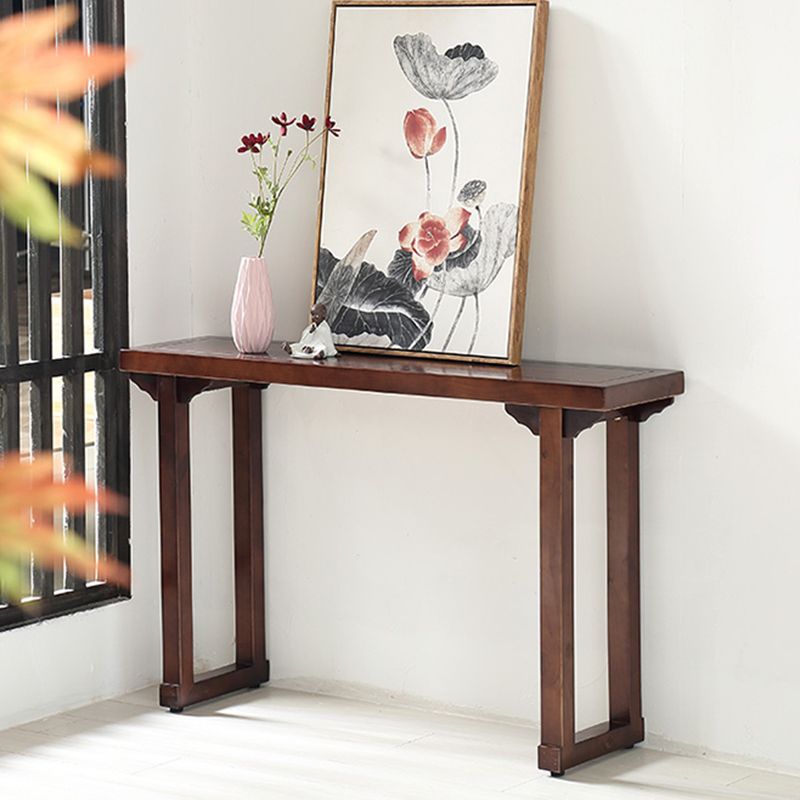 Mid Century Modern Accent Table Rectangle Wood Console Table in Brown