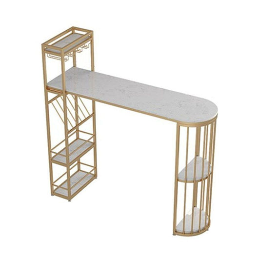 Glam Style Bar Table Marble Pub Table with Wine Cabinet for Dining Room Clearhalo 'Bar Furniture' 'Bar Tables' 'bar_tables' 'furn' 'furn_bar_tables' 'Furniture' 'furniture_bar_tables' 'Kitchen & Dining Furniture' 'kitchen&dining_furn' 'kitchen' 1200x1200_4df9d00a-f52e-4174-9d6b-a5b3b07898e8