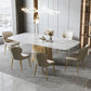 Nordic Glam Gesinterde Steen Eettafel Ovale Tafelset 1/4/5/6/7 Stuks Eetkamerset Voor Thuis