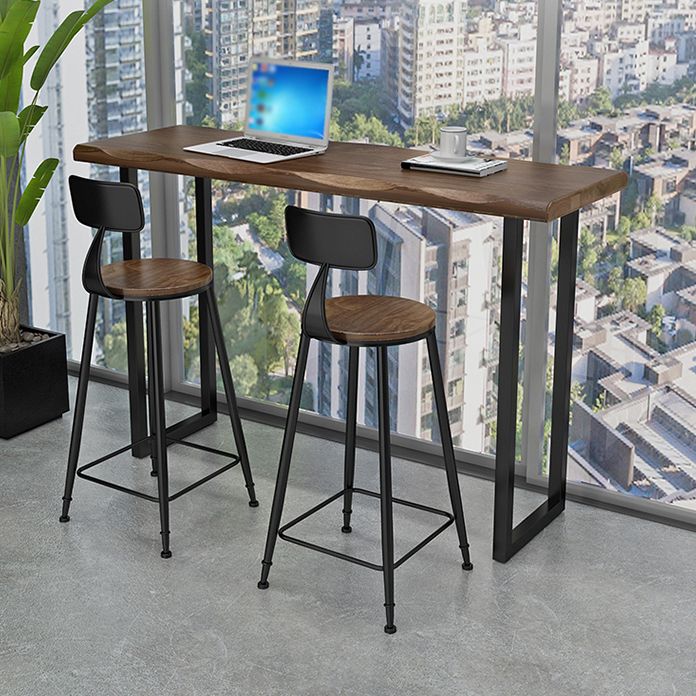 Tavolo da bar naturale e nero moderno tavolo da pranzo a barre in legno massiccio in legno massiccio