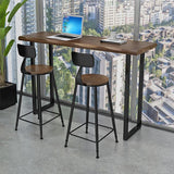 Tavolo da bar naturale e nero moderno tavolo da pranzo a barre in legno massiccio in legno massiccio