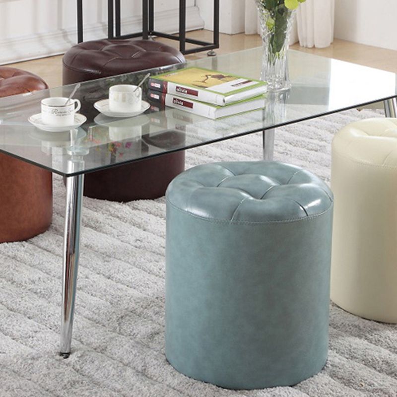 Round Genuine Leather Ottoman Standard Tufted Plain Water Resistant Modern Ottoman Clearhalo 'furn' 'furn_ottomans_poufs' 'Furniture' 'Living Room Furniture' 'Ottomans & Poufs' 'ottomans_poufs' 1200x1200_4dfffdba-986a-4d07-9d0e-887e28f542f1