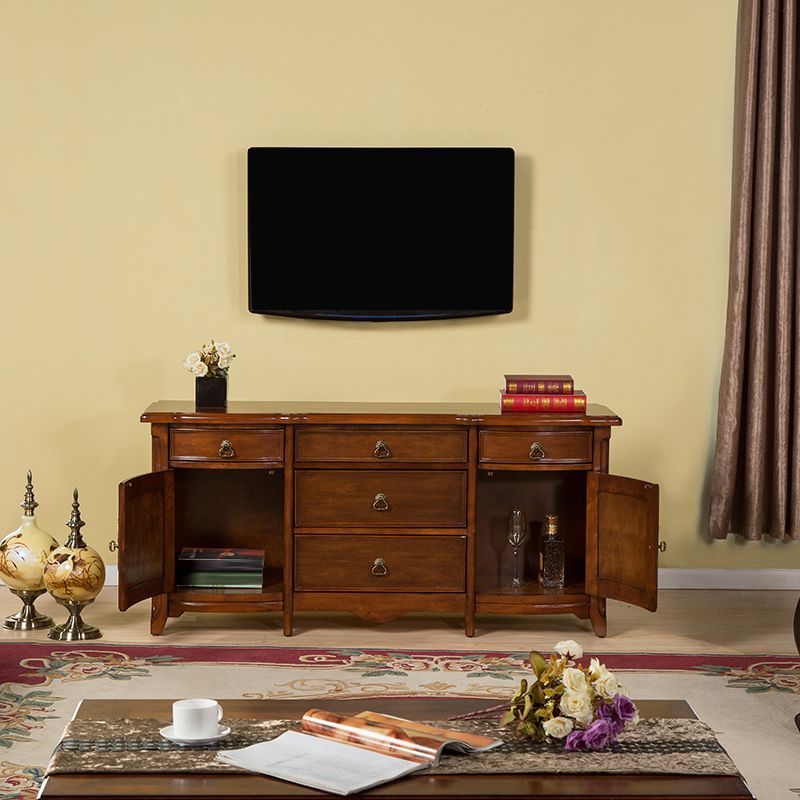 Traditional TV Stand Console Solid Wood Media Console TV Stand with Drawers Clearhalo 'furn' 'furn_tv_stands_entertainment_centers' 'Furniture' 'Living Room Furniture' 'TV Stands & Entertainment Centers' 'TV Stands & Media Storage Furniture' 'tv_stands_entertainment_centers' 1200x1200_4e0282db-df0f-4502-b3e0-b1cf09b62d8a
