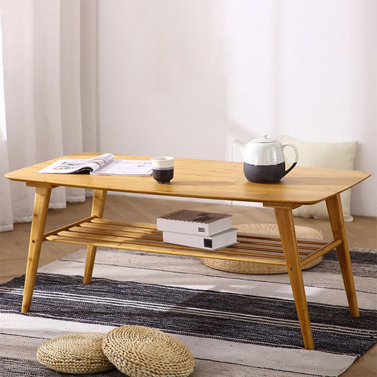 Tavolino in legno massello rettangolare in stile nordico 4 gambe con tavolino da caffè.