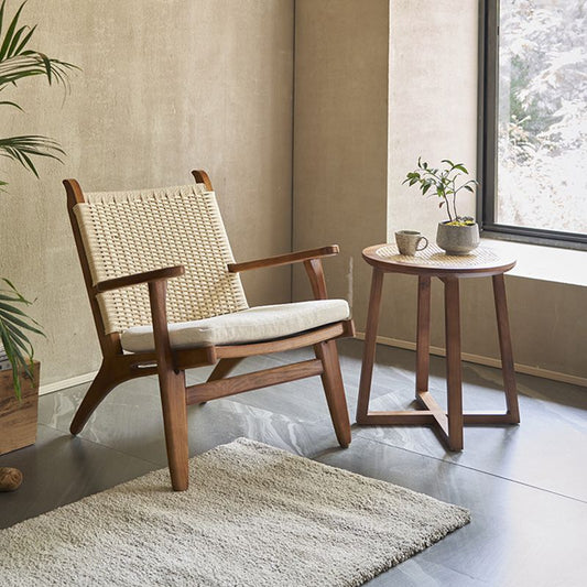 Arms Included Wood Square Arms Woven Back Lounge Accent Chair,30.70" W